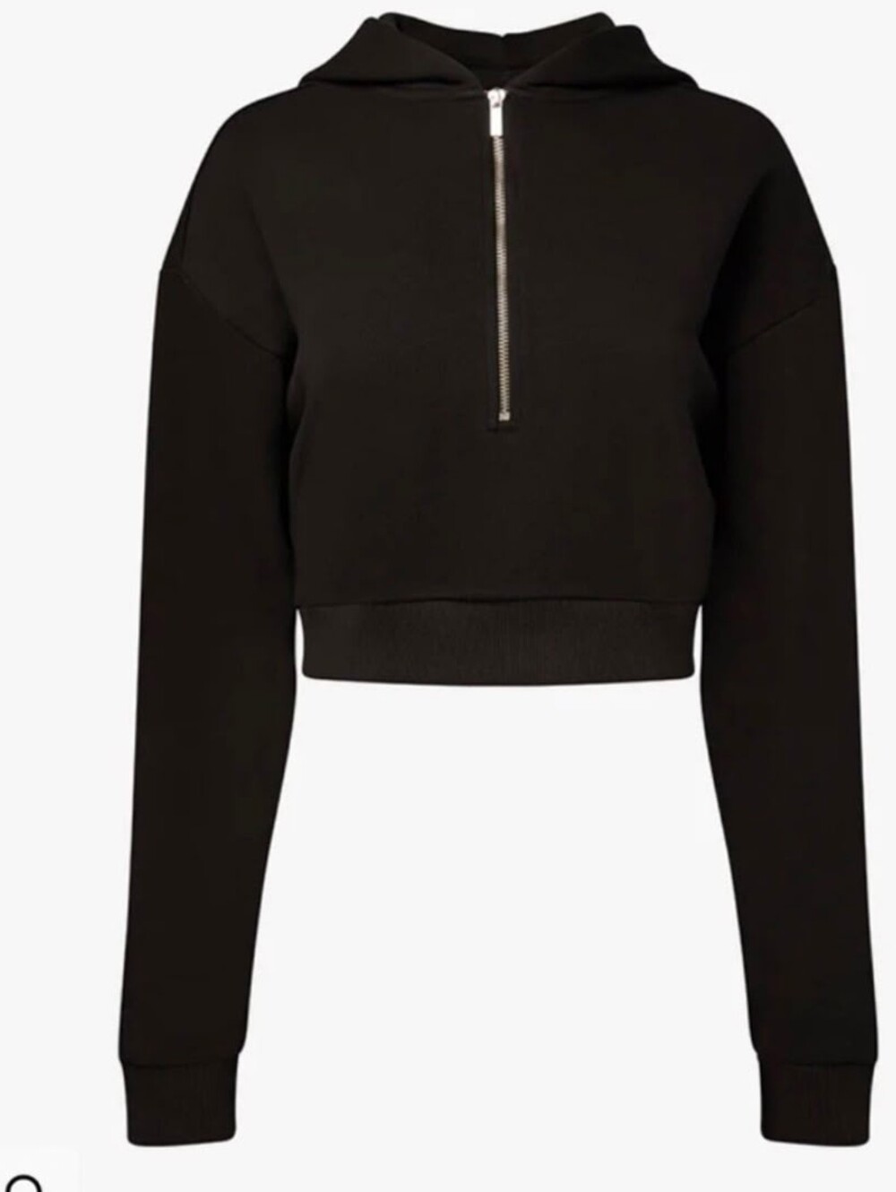 WeWoreWhat Black Cropped Half-Zip Hoodie Top - Picture 2 of 9